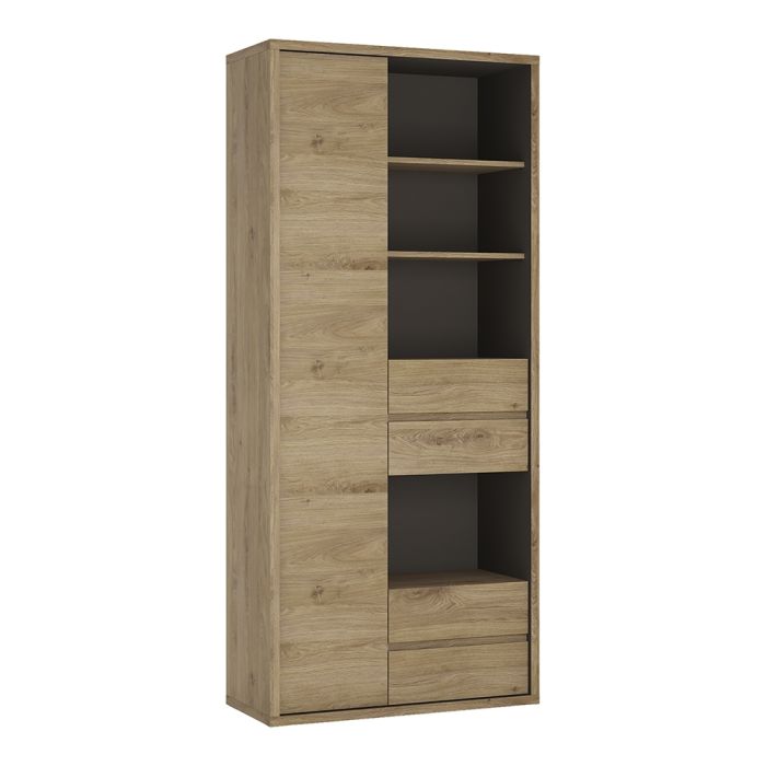 Shetland Tall Wide 1 Door 4 Drawer Bookcase - UK