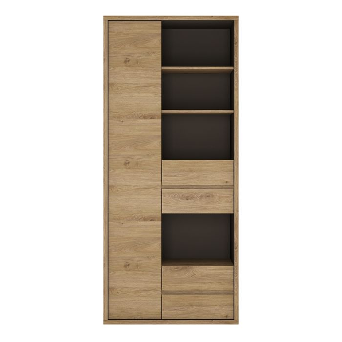 Shetland Tall Wide 1 Door 4 Drawer Bookcase - UK