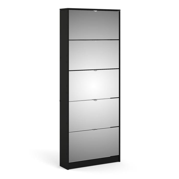 Shoes Shoe cabinet 5 Mirror tilting Doors in Black - UK