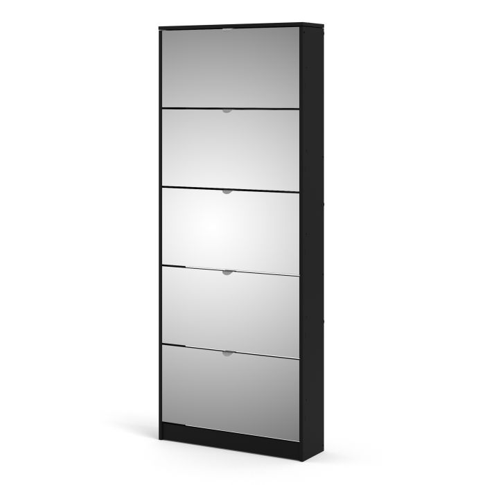 Shoes Shoe cabinet 5 Mirror tilting Doors in Black - UK