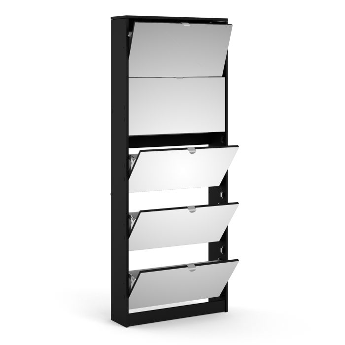 Shoes Shoe cabinet 5 Mirror tilting Doors in Black - UK