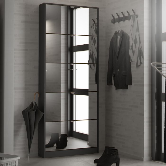 Shoes Shoe cabinet 5 Mirror tilting Doors in Black - UK