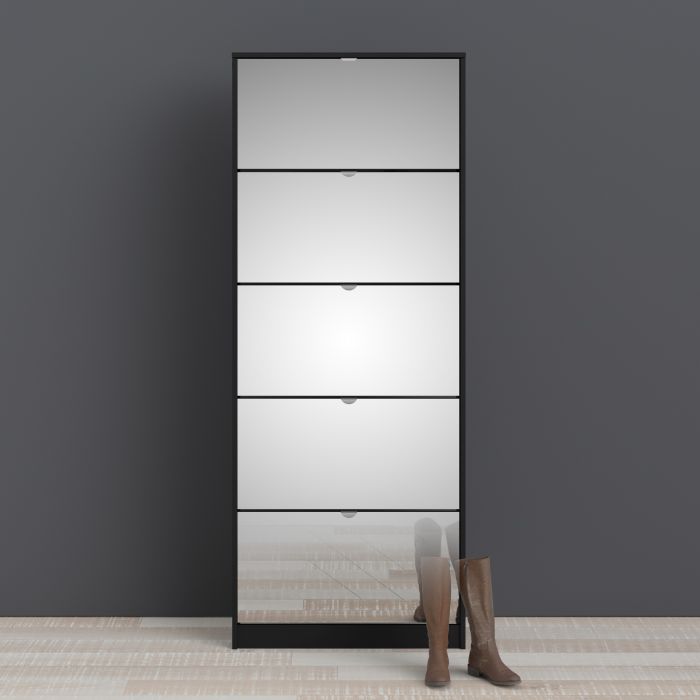 Shoes Shoe cabinet 5 Mirror tilting Doors in Black - UK