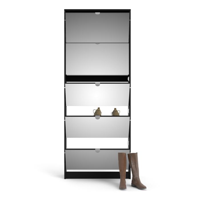 Shoes Shoe cabinet 5 Mirror tilting Doors in Black - UK