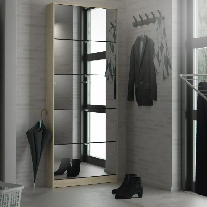 Shoes Shoe cabinet 5 Mirror tilting Doors in Oak - UK