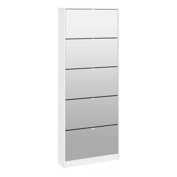 Shoes Shoe cabinet 5 Mirror tilting Doors in White - UK