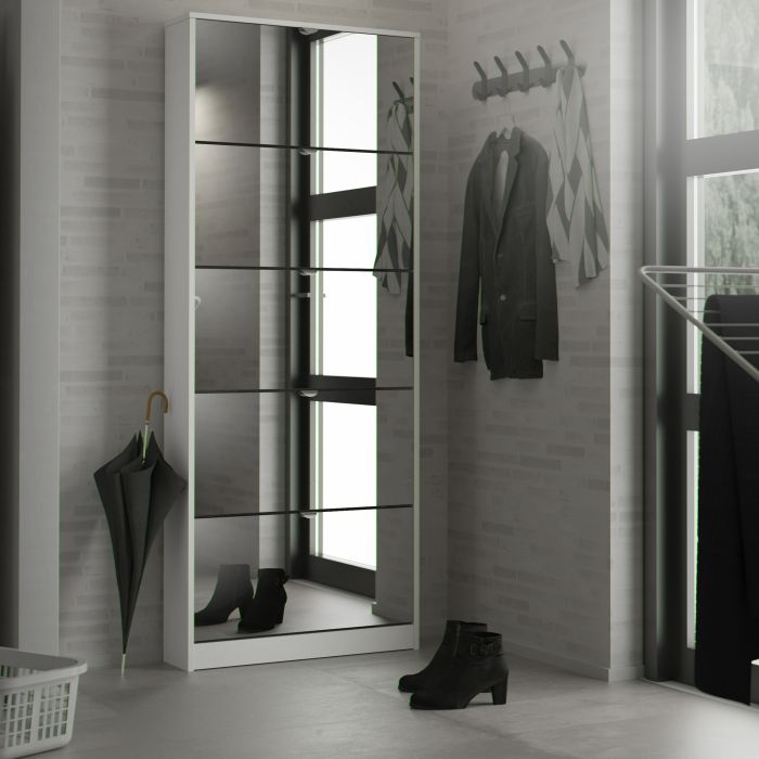 Shoes Shoe cabinet 5 Mirror tilting Doors in White - UK