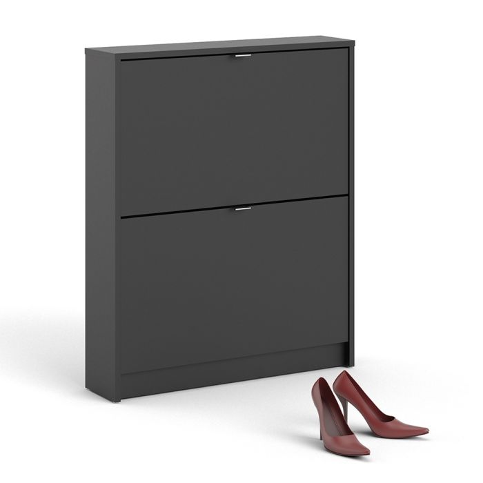 Shoes Shoe cabinet w. 2 tilting doors and 1 layer in Matt Black - UK