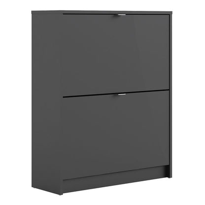 Shoes Shoe cabinet w. 2 tilting doors and 2 layers in Matt Black - UK
