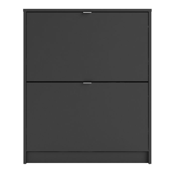 Shoes Shoe cabinet w. 2 tilting doors and 2 layers in Matt Black - UK