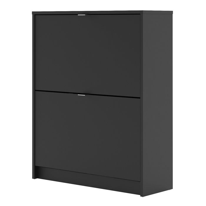 Shoes Shoe cabinet w. 2 tilting doors and 2 layers in Matt Black - UK