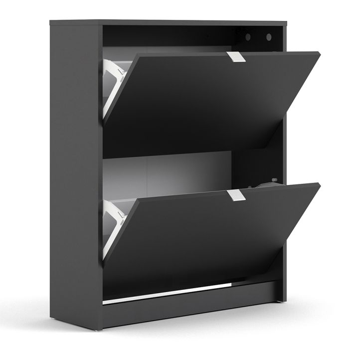 Shoes Shoe cabinet w. 2 tilting doors and 2 layers in Matt Black - UK