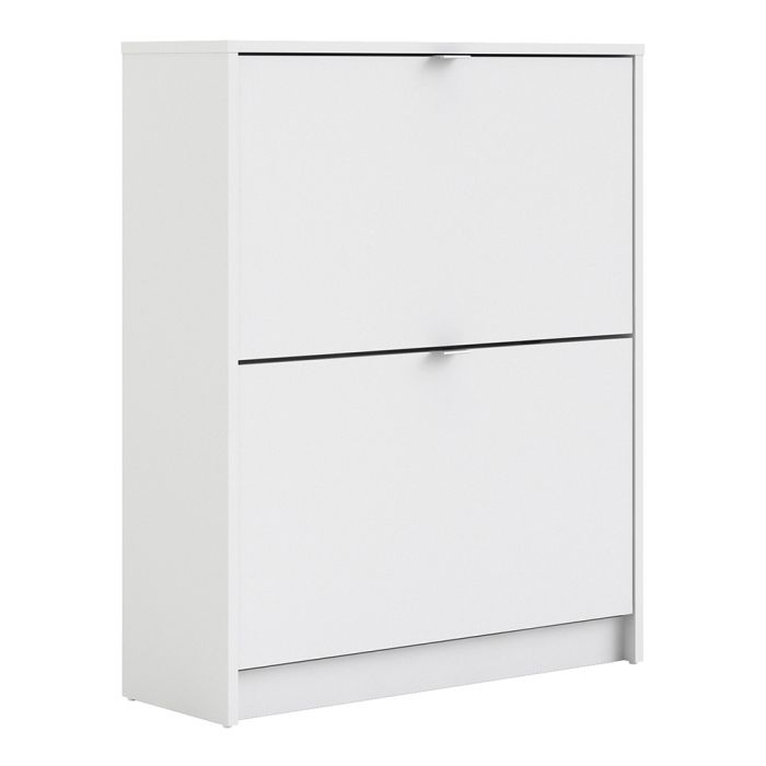 Shoes Shoe cabinet w. 2 tilting doors and 2 layers in White - UK