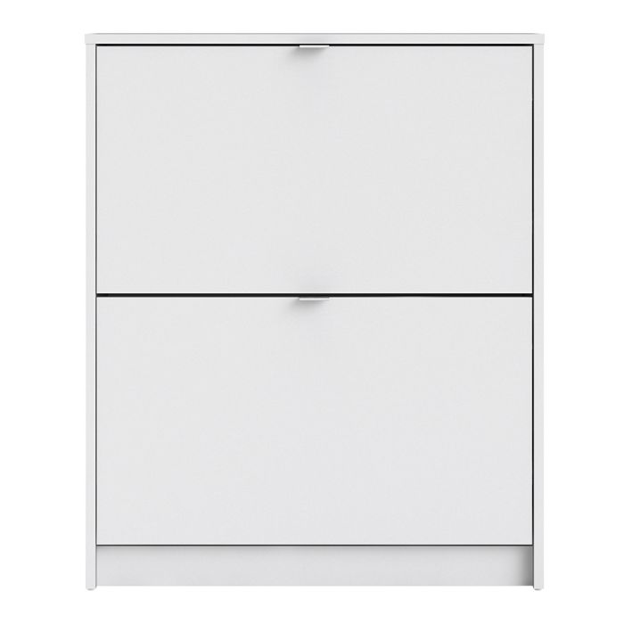 Shoes Shoe cabinet w. 2 tilting doors and 2 layers in White - UK