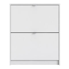 Shoes Shoe cabinet w. 2 tilting doors and 2 layers in White - UK