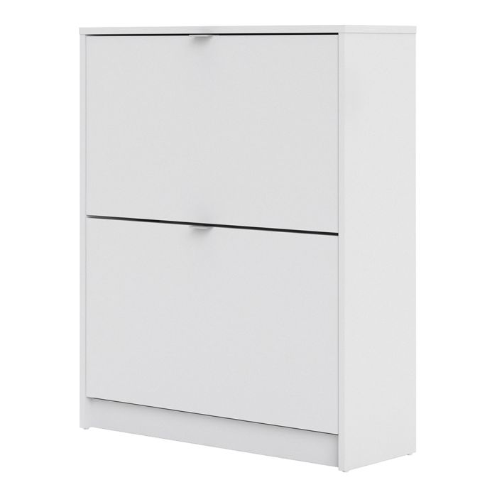 Shoes Shoe cabinet w. 2 tilting doors and 2 layers in White - UK