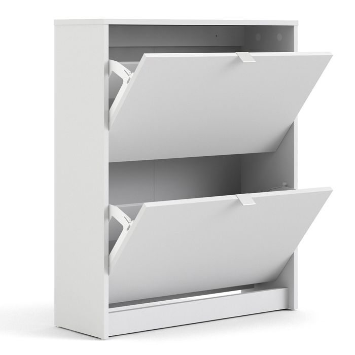 Shoes Shoe cabinet w. 2 tilting doors and 2 layers in White - UK