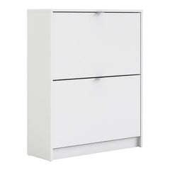 Shoes Shoe cabinet w. 2 tilting doors and 2 layers in White - UK