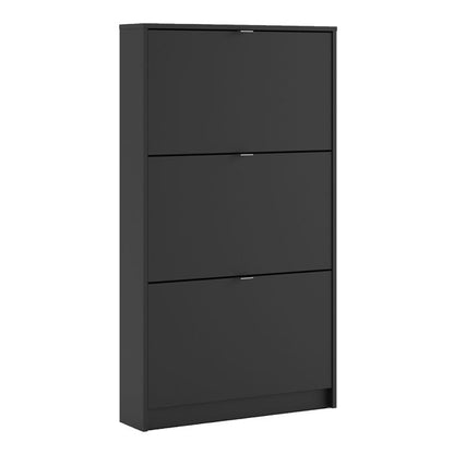 Shoes Shoe cabinet w. 3 tilting doors and 1 layer in Matt Black - UK