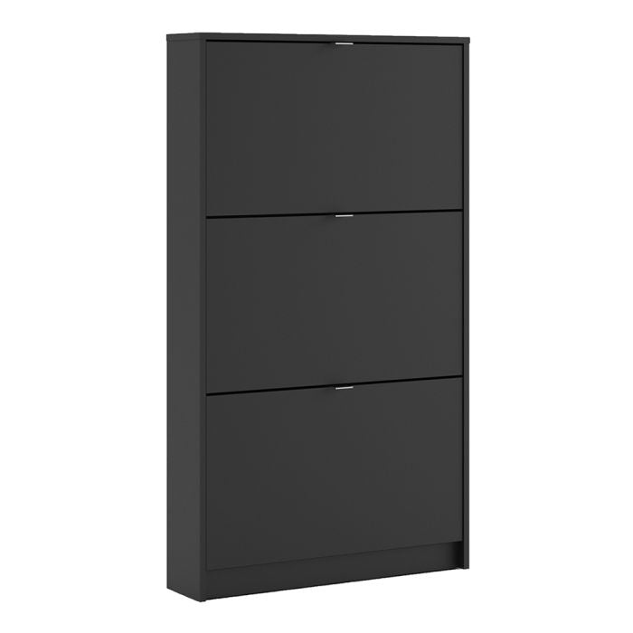 Shoes Shoe cabinet w. 3 tilting doors and 1 layer in Matt Black - UK