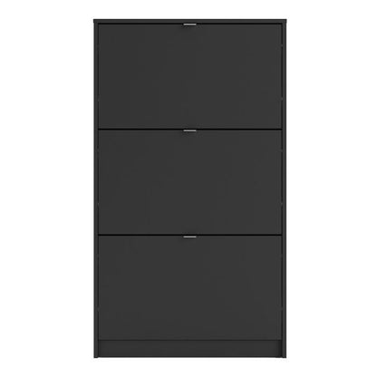 Shoes Shoe cabinet w. 3 tilting doors and 1 layer in Matt Black - UK