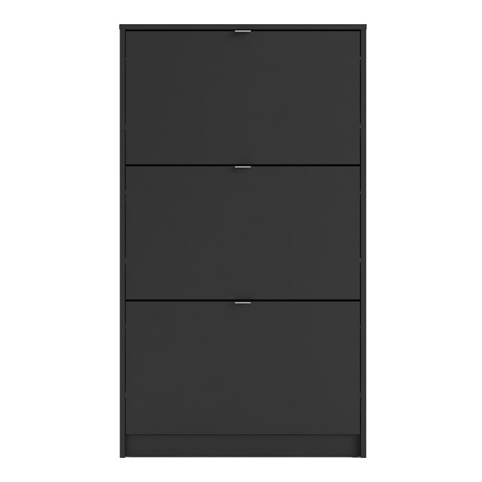 Shoes Shoe cabinet w. 3 tilting doors and 1 layer in Matt Black - UK