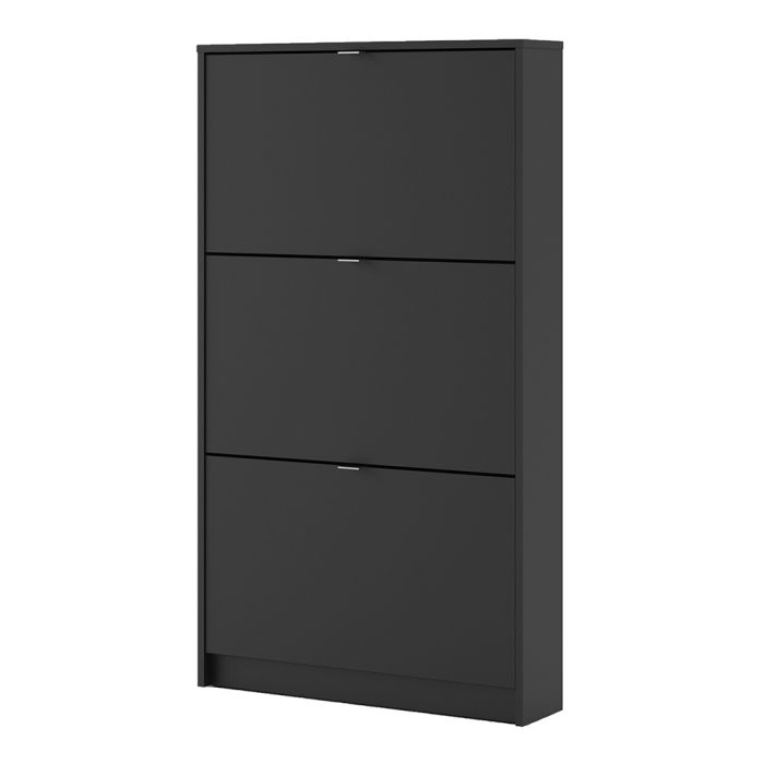 Shoes Shoe cabinet w. 3 tilting doors and 1 layer in Matt Black - UK