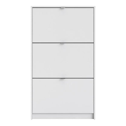 Shoes Shoe cabinet w. 3 tilting doors and 1 layer in White - UK