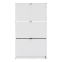 Shoes Shoe cabinet w. 3 tilting doors and 1 layer in White - UK