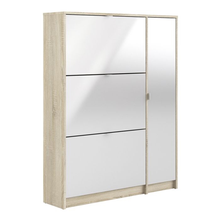 Shoes Shoe cabinet w. 3 tilting doors and 2 layers + 1 door Oak structure - UK