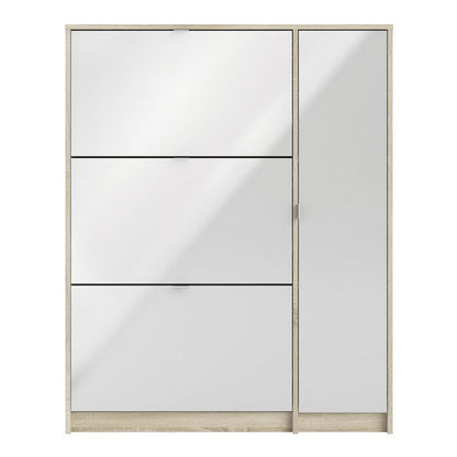 Shoes Shoe cabinet w. 3 tilting doors and 2 layers + 1 door Oak structure - UK