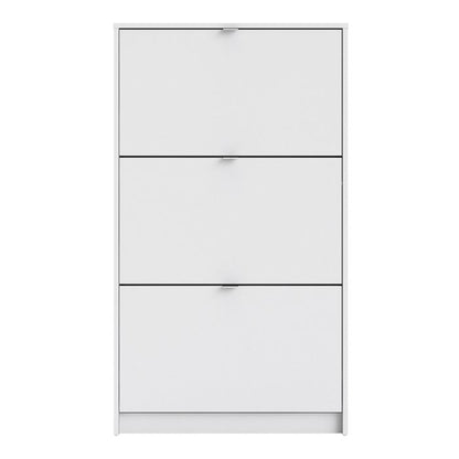 Shoes Shoe cabinet w. 3 tilting doors and 2 layers in White - UK