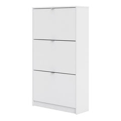 Shoes Shoe cabinet w. 3 tilting doors and 2 layers in White - UK