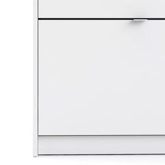 Shoes Shoe cabinet w. 3 tilting doors and 2 layers in White - UK