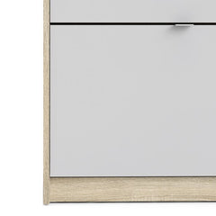 Shoes Shoe cabinet w. 3 tilting doors and 2 layers Oak structure White - UK