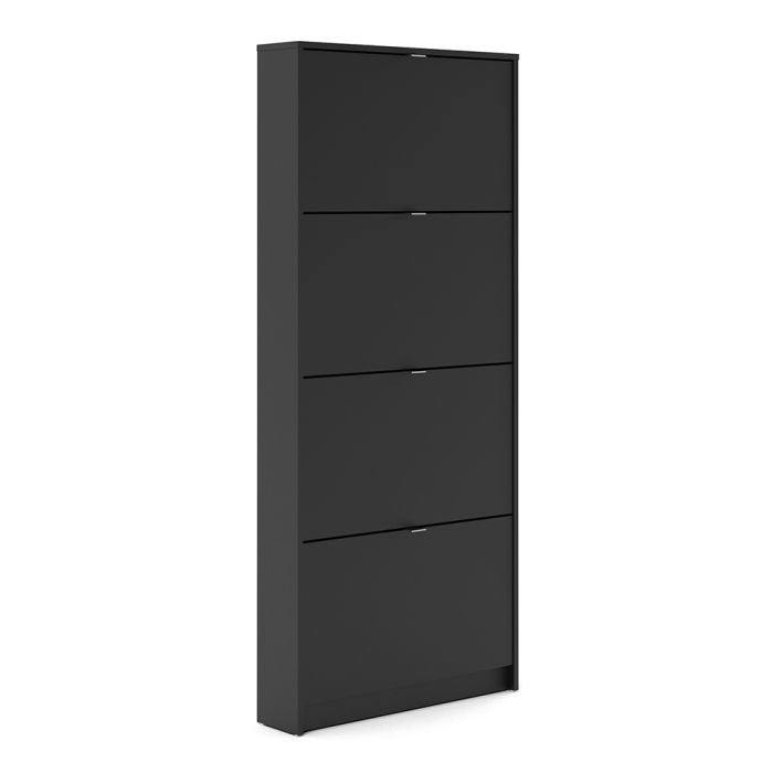 Shoes Shoe cabinet w. 4 tilting doors and 1 layer in Matt Black - UK