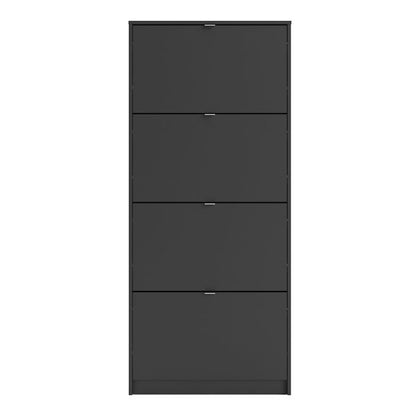 Shoes Shoe cabinet w. 4 tilting doors and 1 layer in Matt Black - UK
