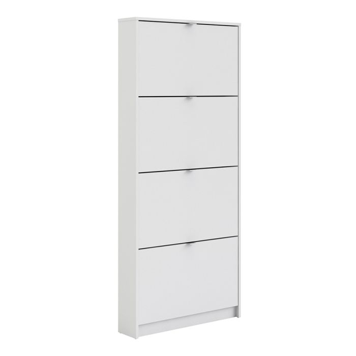 Shoes Shoe cabinet w. 4 tilting doors and 1 layer in White - UK