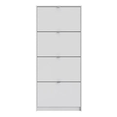 Shoes Shoe cabinet w. 4 tilting doors and 1 layer in White - UK