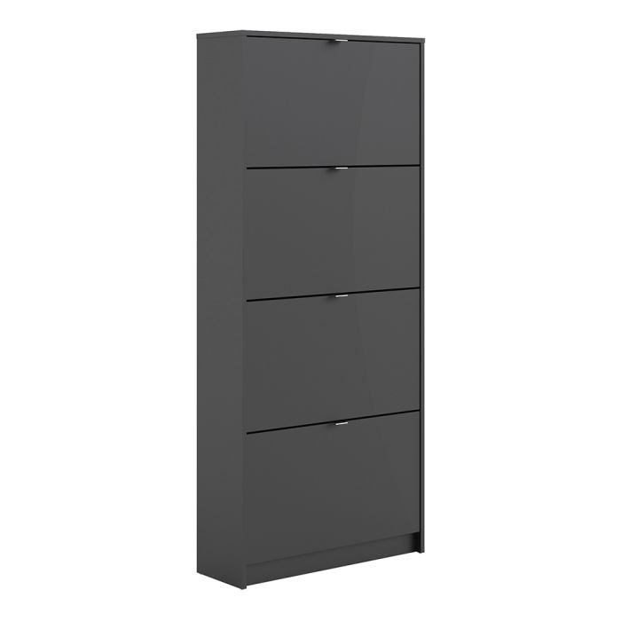 Shoes Shoe cabinet w. 4 tilting doors and 2 layers in Matt Black - UK