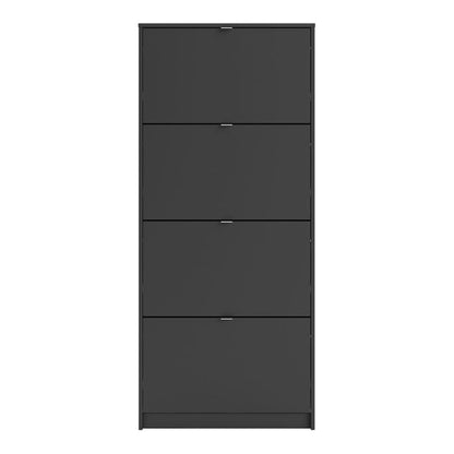 Shoes Shoe cabinet - 4 tilting doors and 2 layers in Matt Black - UK