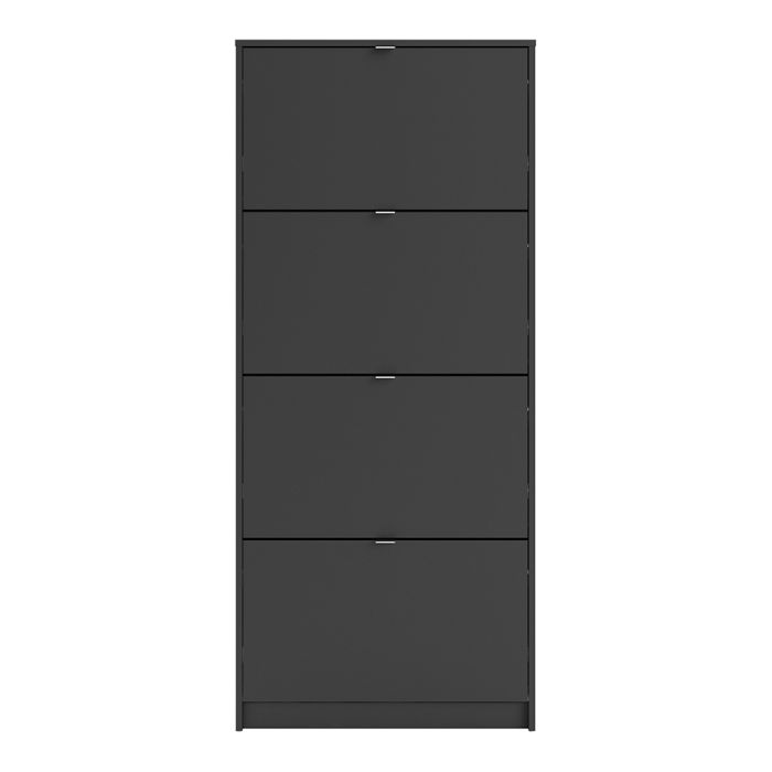 Shoes Shoe cabinet w. 4 tilting doors and 2 layers in Matt Black - UK