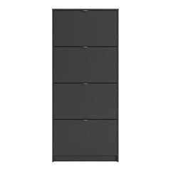 Shoes Shoe cabinet - 4 tilting doors and 2 layers in Matt Black - UK