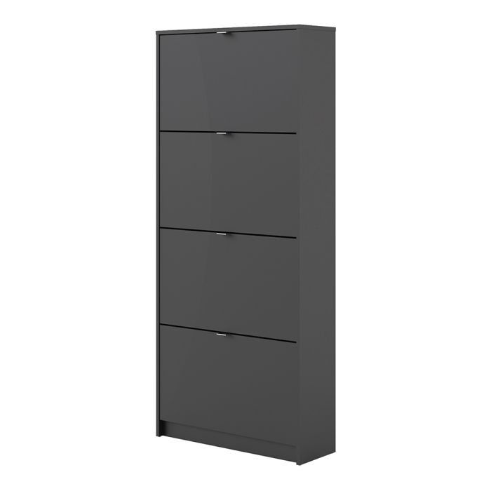 Shoes Shoe cabinet w. 4 tilting doors and 2 layers in Matt Black - UK