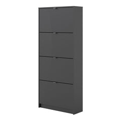 Shoes Shoe cabinet - 4 tilting doors and 2 layers in Matt Black - UK