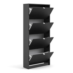 Shoes Shoe cabinet - 4 tilting doors and 2 layers in Matt Black - UK