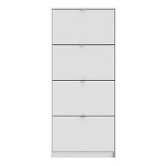 Shoes Shoe cabinet w. 4 tilting doors and 2 layers in White - UK