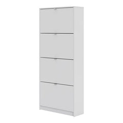 Shoes Shoe cabinet w. 4 tilting doors and 2 layers in White - UK