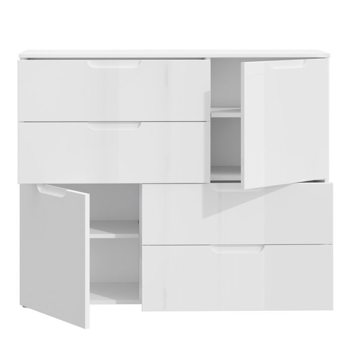 Sienna Abstract Chest of in White High Gloss - UK