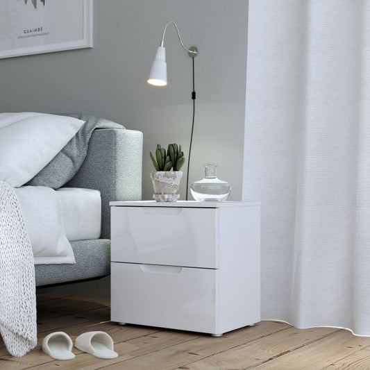 Sienna Bedside in White High Gloss - UK
